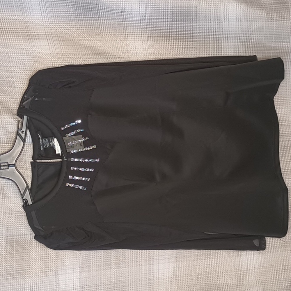 Ashley Stewart Black Embellished Long-Sleeve Women's Top 14/16
